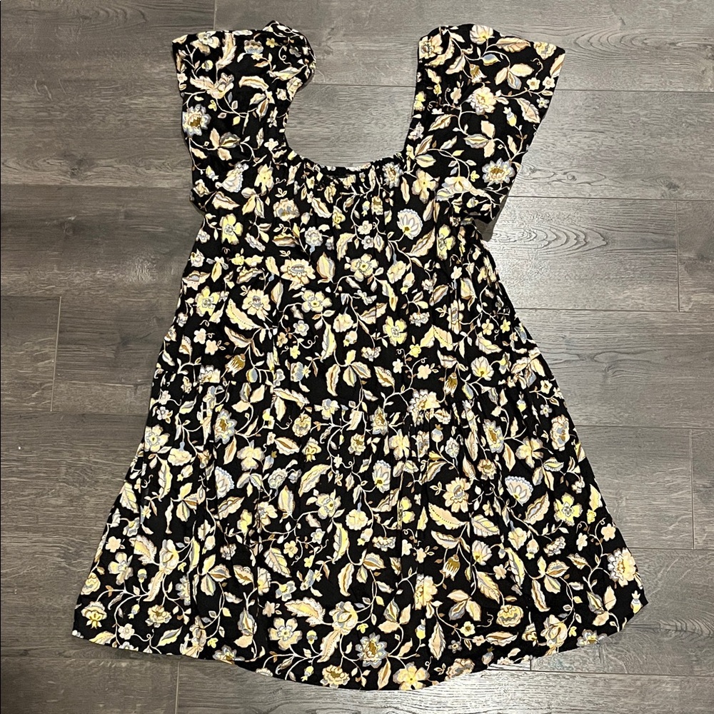 Old Navy Black and Yellow Floral Dress